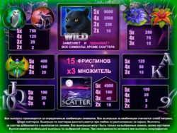 Таблицы выплат в игровом автомате Лунная Пантера